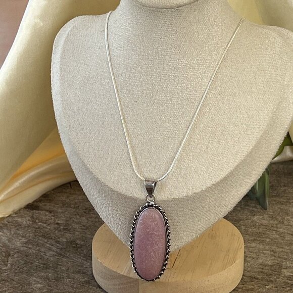 Pink Opal 925 Sterling Silver Necklace Handmade Pendant gemstone - Picture 11 of 12
